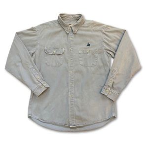 Vintage IMUS Auto Body Shirt Mens Long Sleeve Blue Button Down Front Size Medium